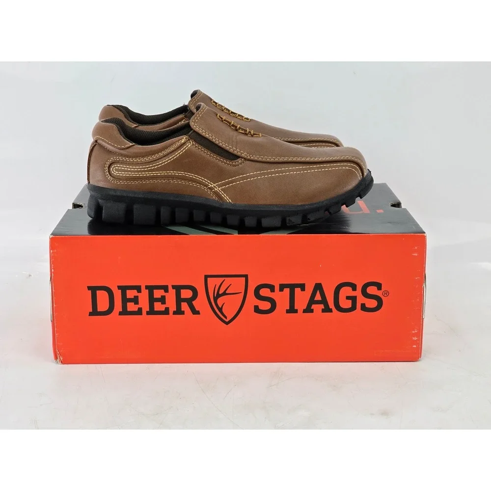 Deer Stags Stadium Loafers Boys Size 4 M Brown HTEC Slip On Shoes - Excellent